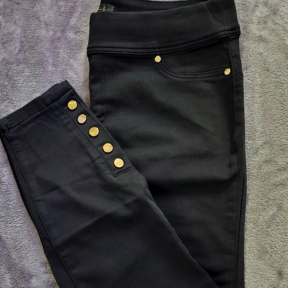 Thalia Sodi Women's Black Jeggings Large | Worn only once | Gold Toned buttons - Picture 1 of 8
